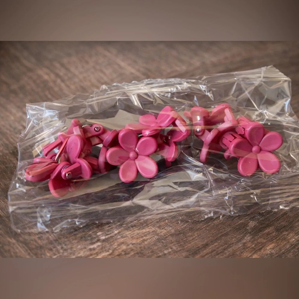 Pink Flower Hair Clips